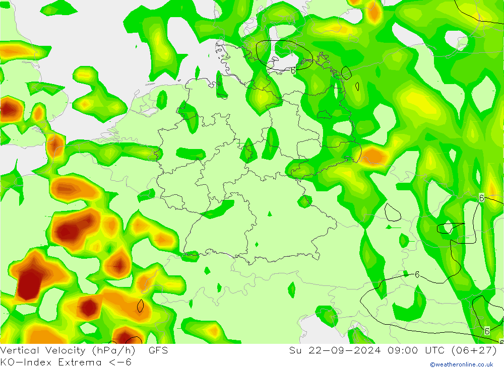 Convection-Index GFS Su 22.09.2024 09 UTC