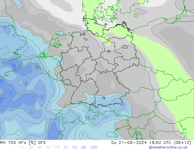 Humedad rel. 700hPa GFS sáb 21.09.2024 18 UTC