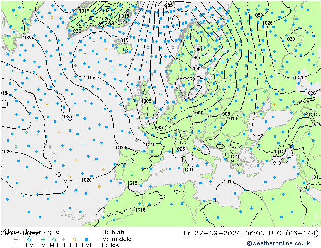 Cloud layer GFS Fr 27.09.2024 06 UTC