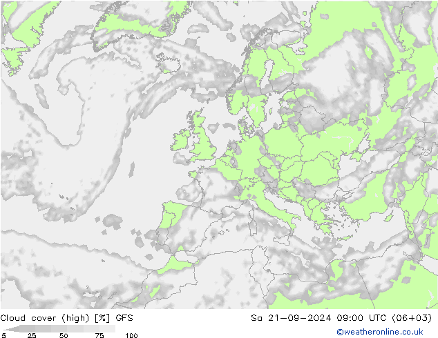 云 (中) GFS 星期六 21.09.2024 09 UTC