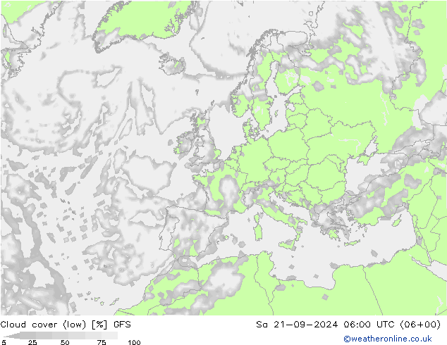 云 (低) GFS 星期六 21.09.2024 06 UTC