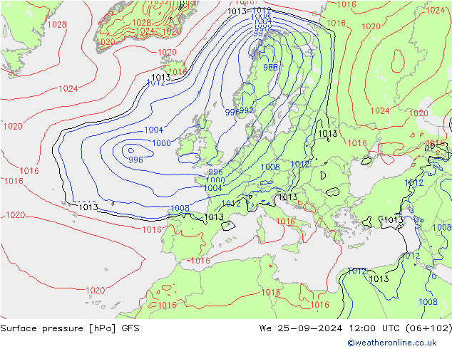 GFS: 星期三 25.09.2024 12 UTC