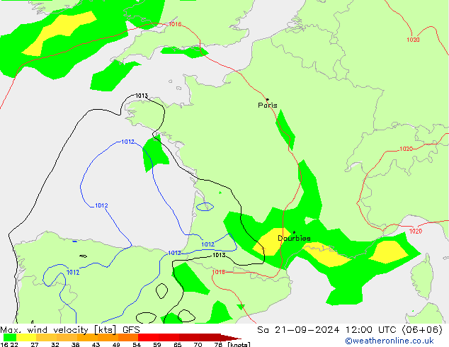 Max. wind velocity GFS Sa 21.09.2024 12 UTC