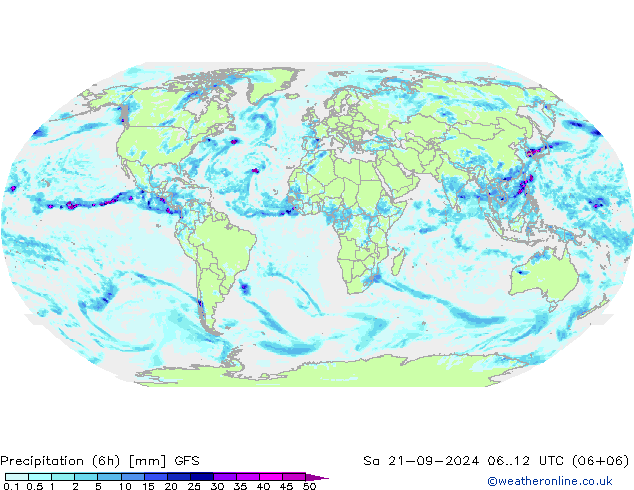 Z500/Rain (+SLP)/Z850 GFS sáb 21.09.2024 12 UTC