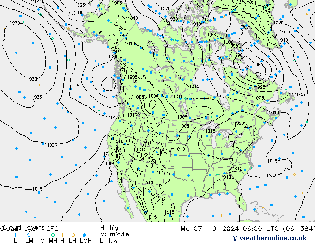 Cloud layer GFS 星期一 07.10.2024 06 UTC