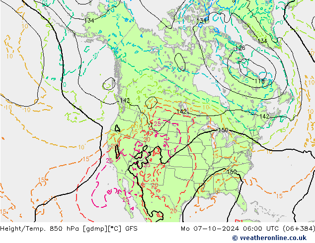 Height/Temp. 850 hPa GFS Mo 07.10.2024 06 UTC