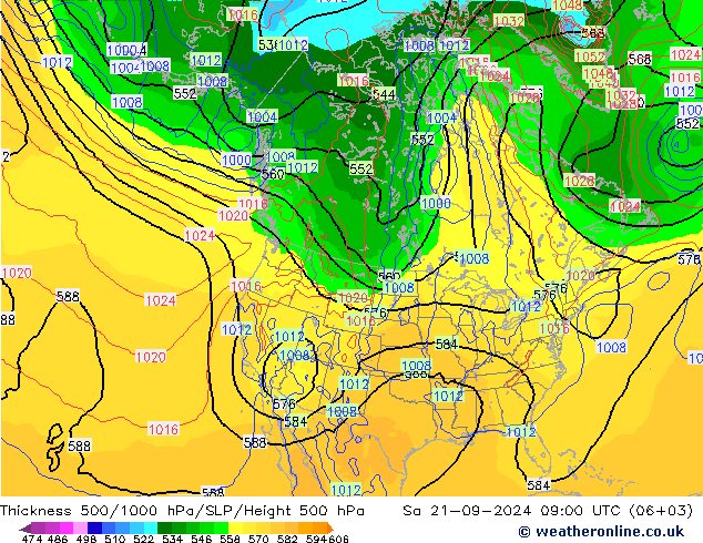 Thck 500-1000hPa GFS Sa 21.09.2024 09 UTC