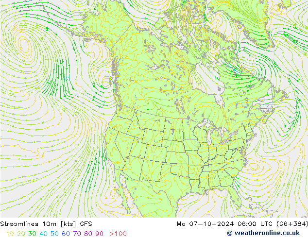 Stromlinien 10m GFS Mo 07.10.2024 06 UTC