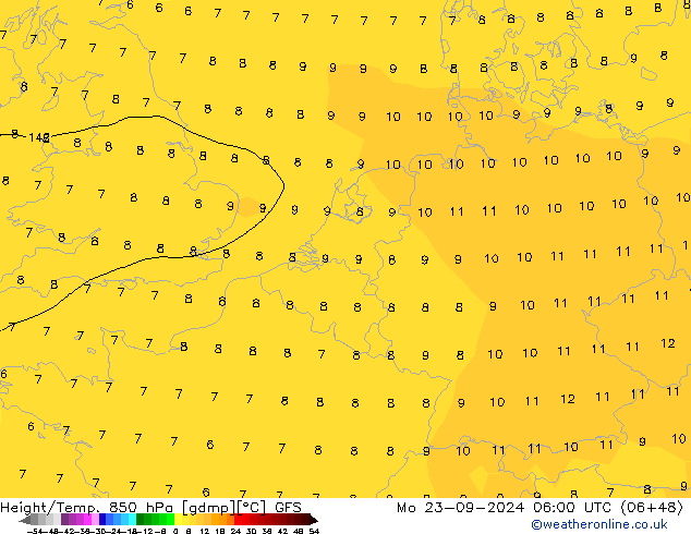 Z500/Rain (+SLP)/Z850 GFS Mo 23.09.2024 06 UTC