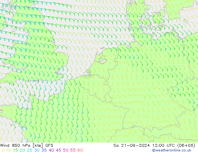 Wind 850 hPa GFS Sa 21.09.2024 12 UTC