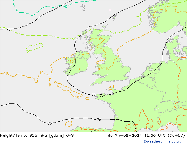 Height/Temp. 925 hPa GFS Mo 23.09.2024 15 UTC