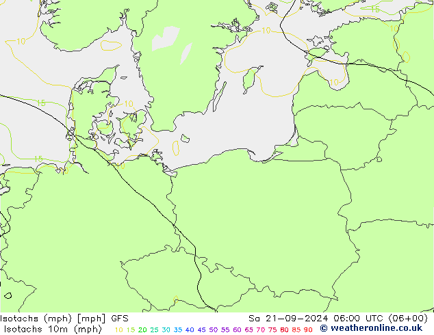 Isotachs (mph) GFS Sa 21.09.2024 06 UTC