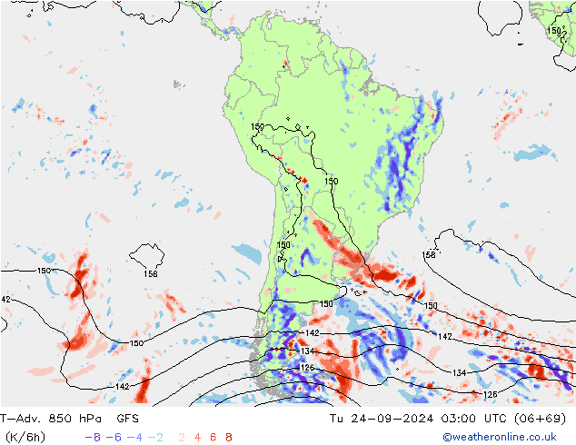 T-Adv. 850 hPa GFS Tu 24.09.2024 03 UTC