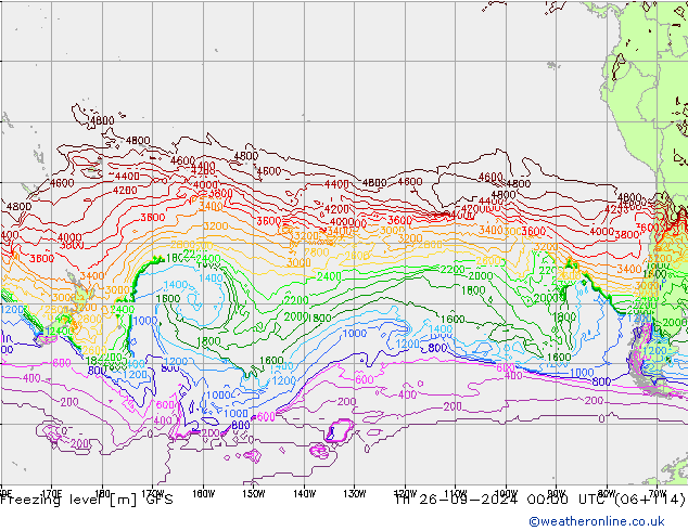 Freezing level GFS Th 26.09.2024 00 UTC