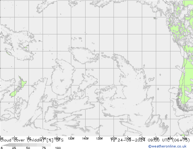 Wolken (mittel) GFS Di 24.09.2024 09 UTC