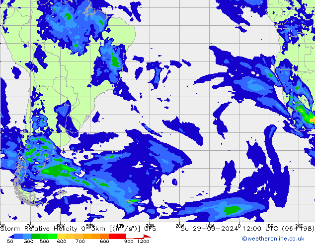 Storm Relative Helicity GFS Su 29.09.2024 12 UTC