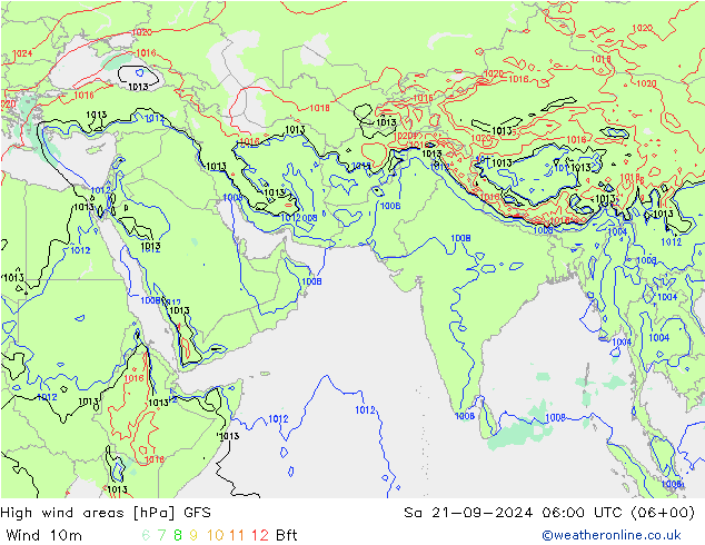 High wind areas GFS 九月 2024