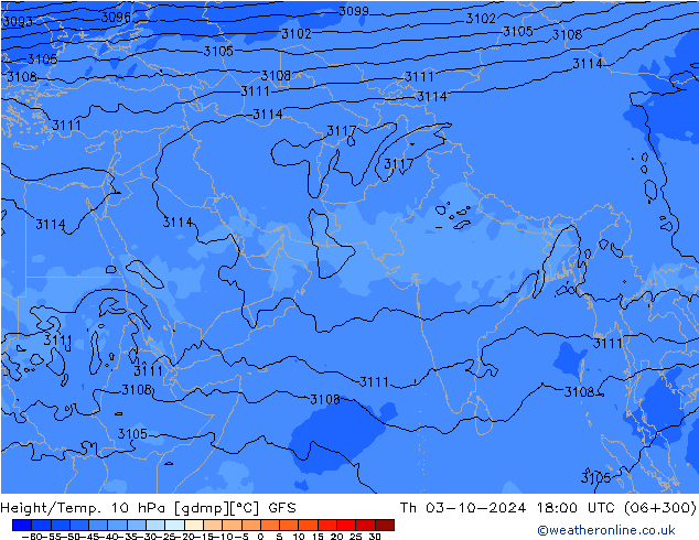 Height/Temp. 10 hPa GFS Do 03.10.2024 18 UTC