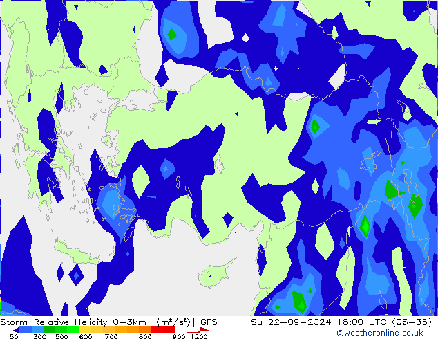 Storm Relative Helicity GFS So 22.09.2024 18 UTC