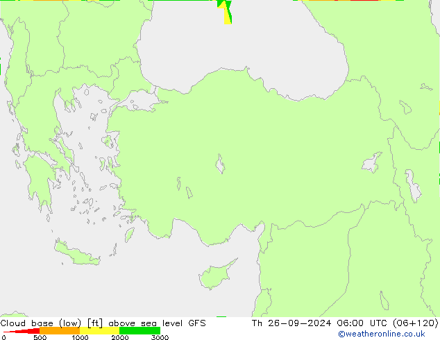 Cloud base (low) GFS Th 26.09.2024 06 UTC