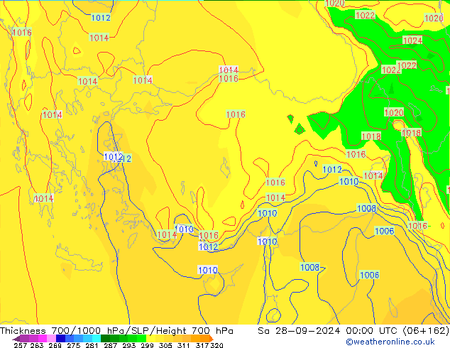 Thck 700-1000 hPa GFS Sa 28.09.2024 00 UTC