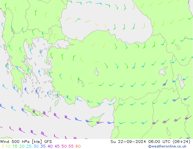 Wind 500 hPa GFS Su 22.09.2024 06 UTC