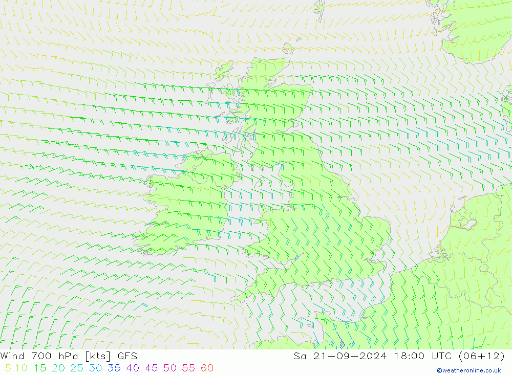 Wind 700 hPa GFS Sa 21.09.2024 18 UTC