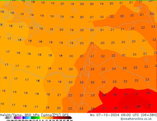 Height/Temp. 850 hPa GFS Mo 07.10.2024 06 UTC