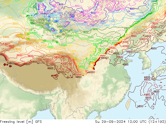 Freezing level GFS 星期日 29.09.2024 12 UTC