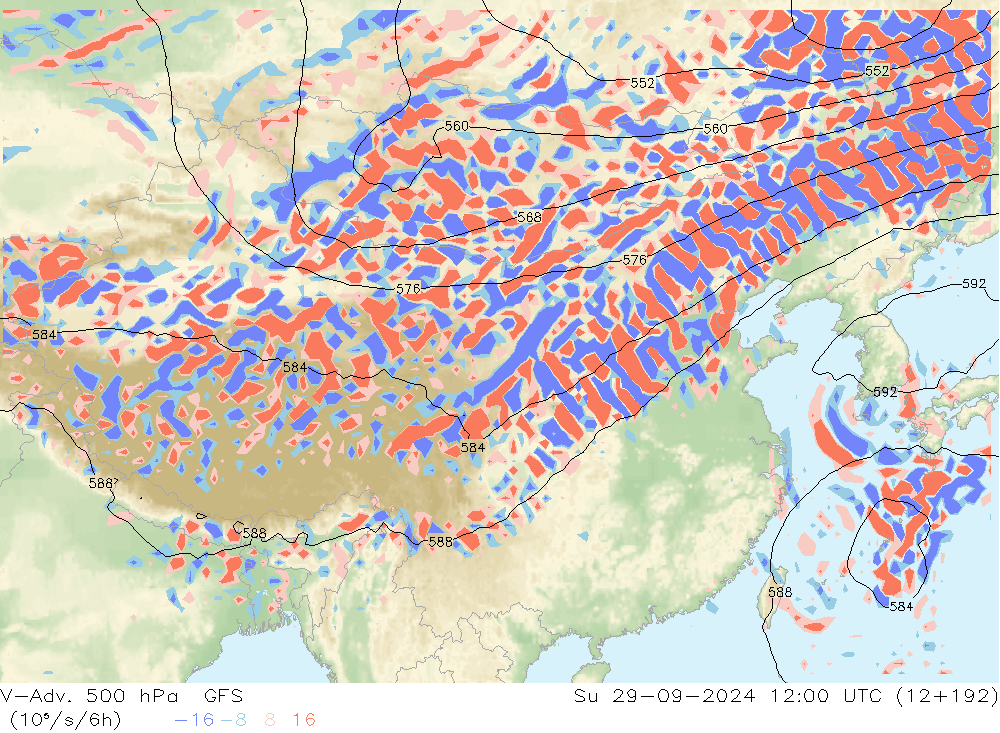 V-Adv. 500 hPa GFS 星期日 29.09.2024 12 UTC