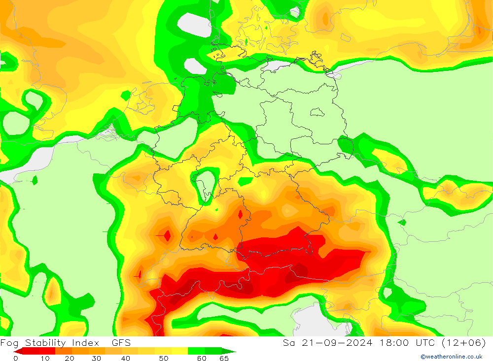 Fog Stability Index GFS Sa 21.09.2024 18 UTC