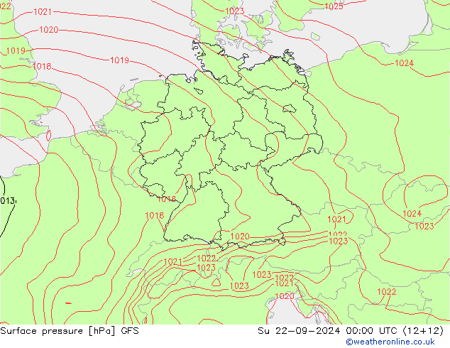 Surface pressure GFS Su 22.09.2024 00 UTC