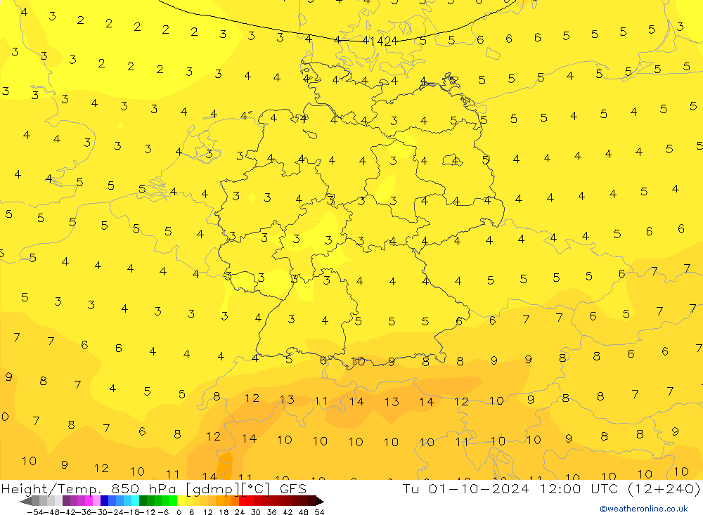 Z500/Rain (+SLP)/Z850 GFS Di 01.10.2024 12 UTC