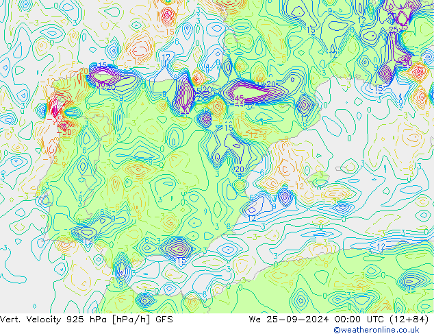 Vert. Velocity 925 hPa GFS We 25.09.2024 00 UTC