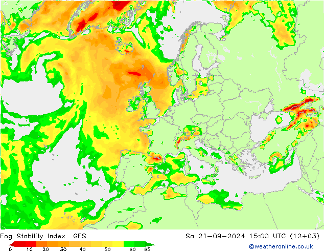 Fog Stability Index GFS sáb 21.09.2024 15 UTC