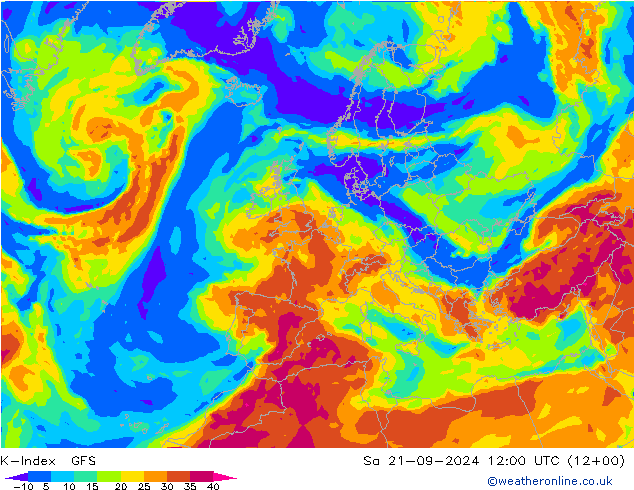 K-Index GFS 星期六 21.09.2024 12 UTC