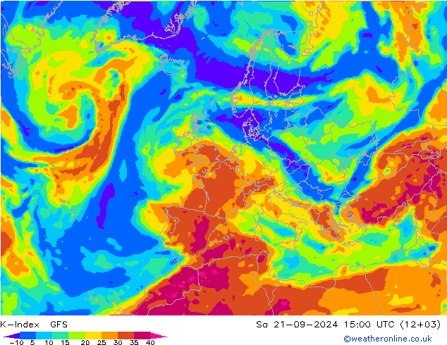 K-Index GFS 星期六 21.09.2024 15 UTC