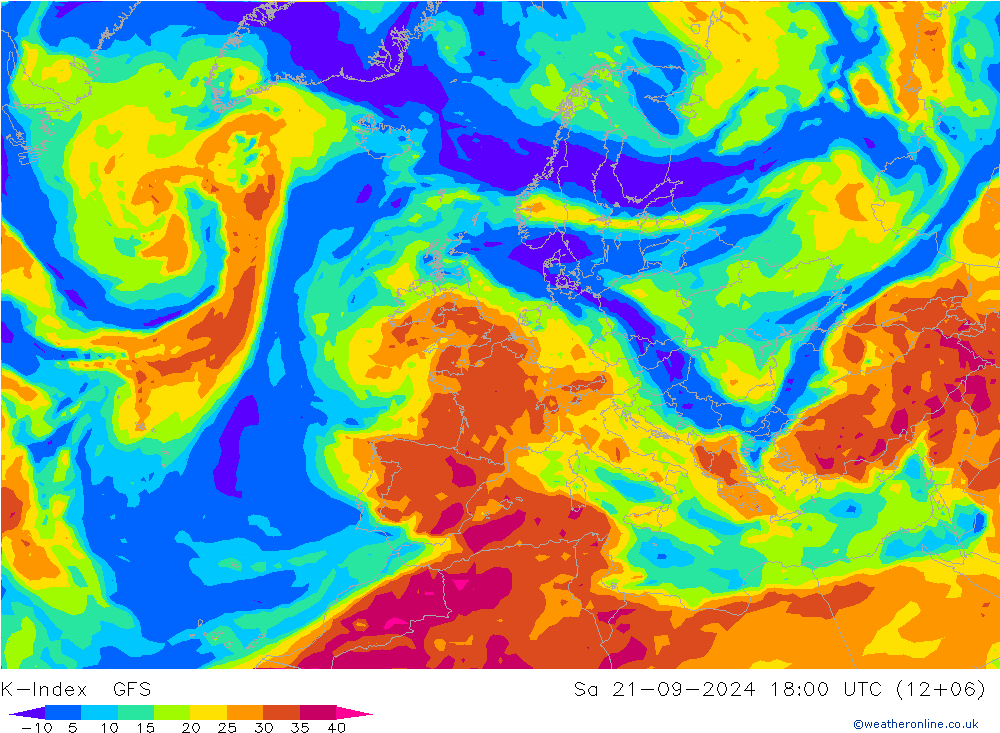 K-Index GFS 星期六 21.09.2024 18 UTC