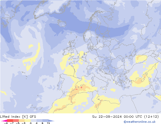 Lifted Index GFS dom 22.09.2024 00 UTC