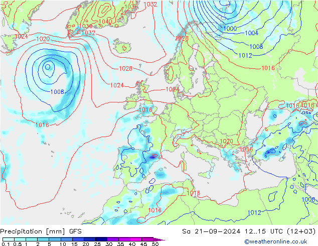 Precipitation GFS Sa 21.09.2024 15 UTC