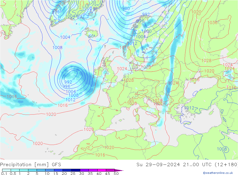 Niederschlag GFS So 29.09.2024 00 UTC