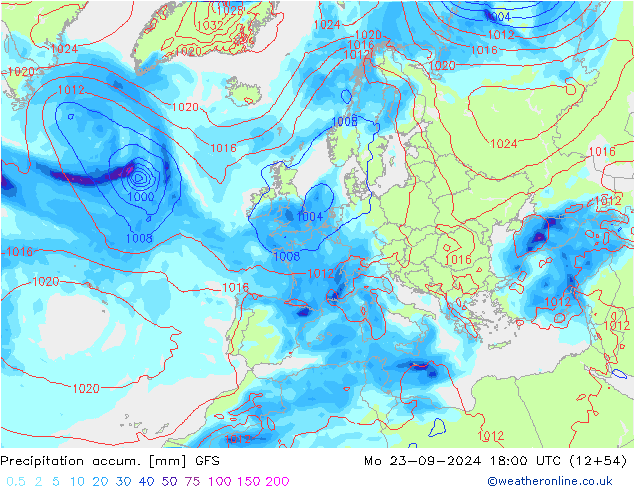 Nied. akkumuliert GFS Mo 23.09.2024 18 UTC