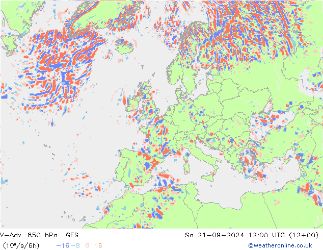 V-Adv. 850 hPa GFS sáb 21.09.2024 12 UTC