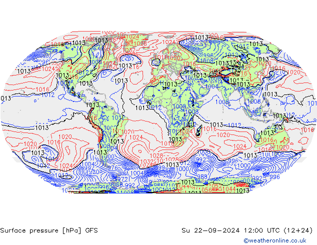 Presión superficial GFS dom 22.09.2024 12 UTC