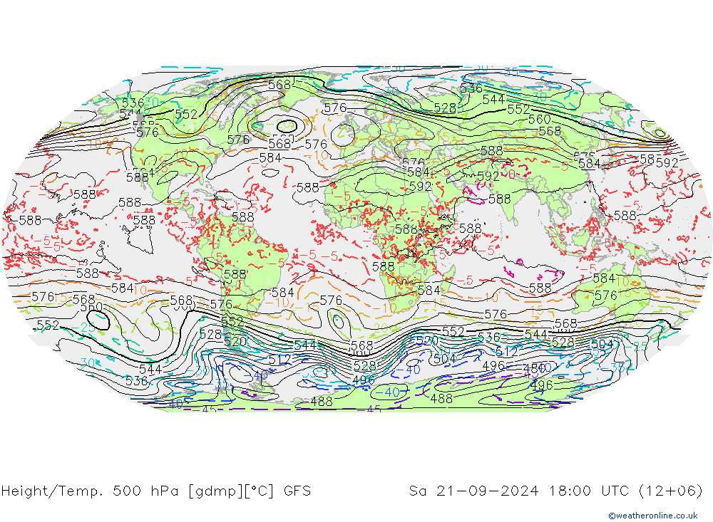 Z500/Rain (+SLP)/Z850 GFS Sa 21.09.2024 18 UTC