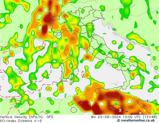 Konvektiv-Index GFS Mo 23.09.2024 12 UTC