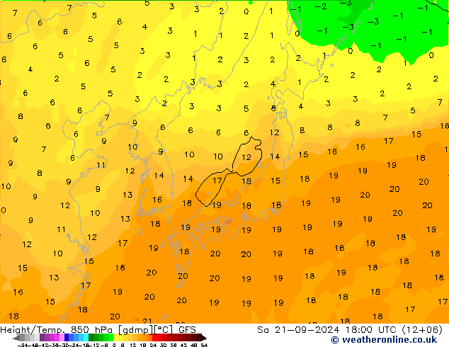 Z500/Rain (+SLP)/Z850 GFS Sa 21.09.2024 18 UTC