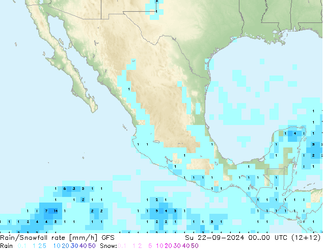 Rain/Snowfall rate GFS Su 22.09.2024 00 UTC