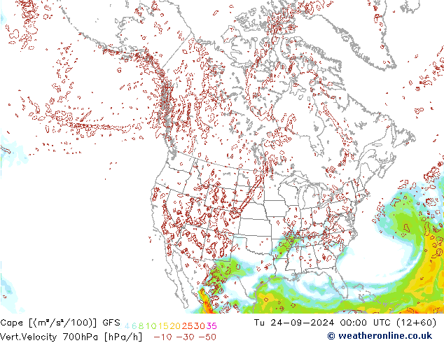 Cape GFS Út 24.09.2024 00 UTC