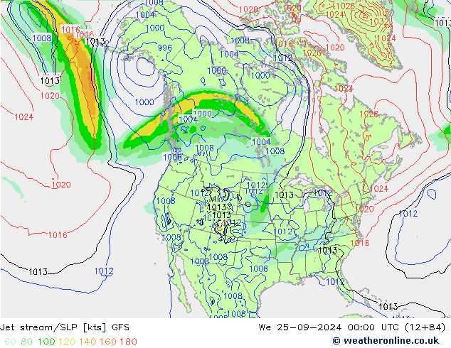 Jet stream/SLP GFS We 25.09.2024 00 UTC